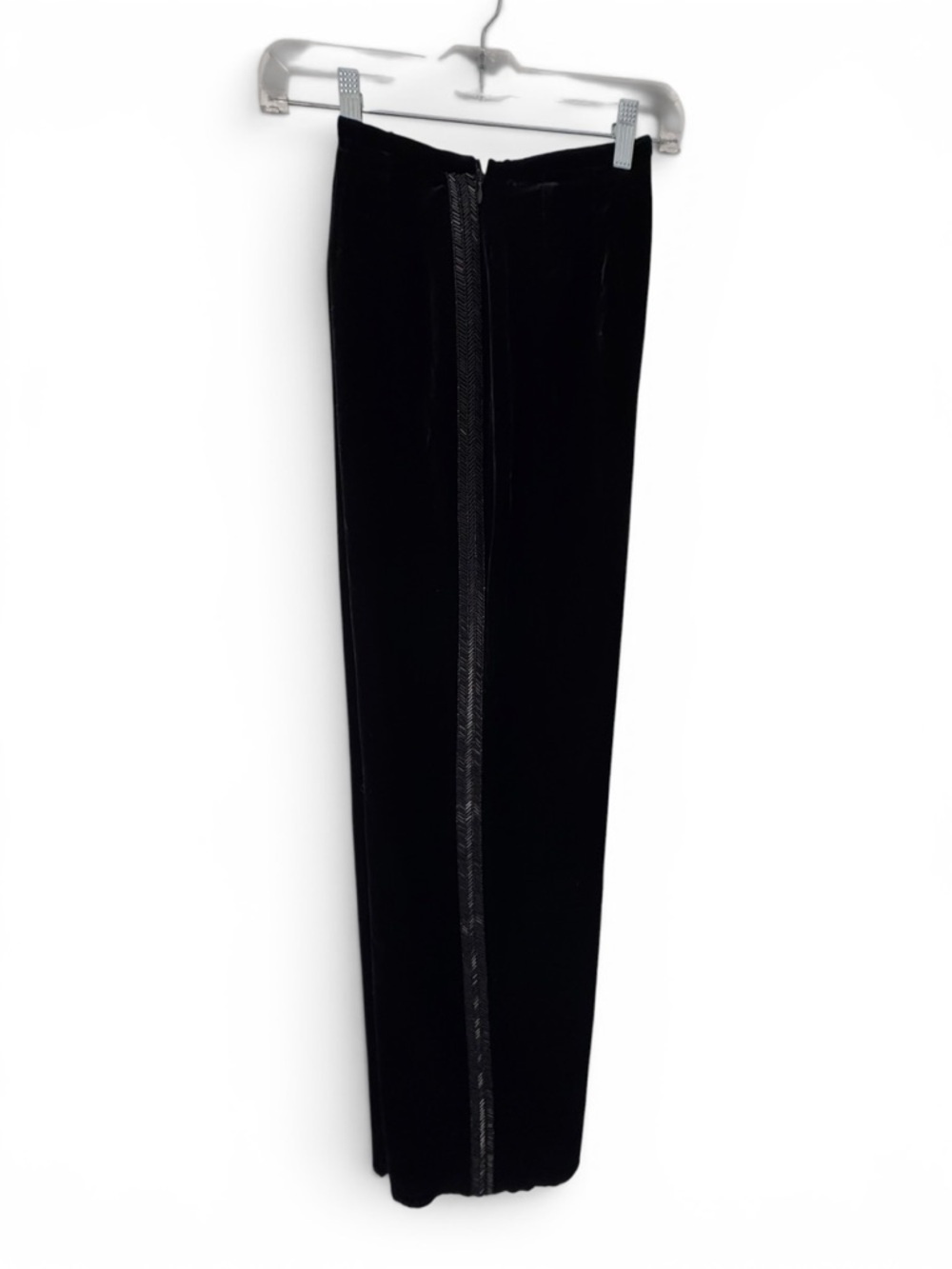 Giorgio Armani Beaded Velvet Wide-Leg Trousers Tuxedo Stripe Quiet Luxury XS